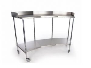 MESA DE RIÑON CROMADA CON ENTREPAÑO