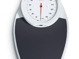 BASCULA MECANICA DE PISO 150 kg BLANCA CON TAPETE NEGRO. SECA 750