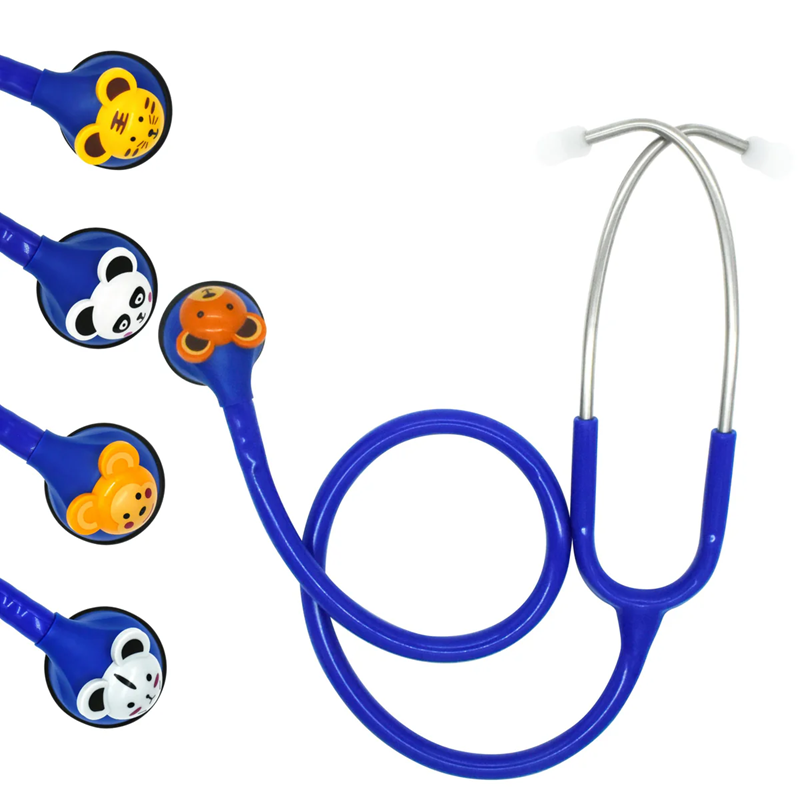 ESTETOSCOPIO PEDIATRICO MEDSTAR CON 5 CARITAS DE ANIMALES AZUL SLI-HS-30E