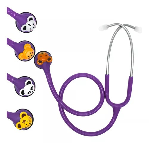 ESTETOSCOPIO PEDIATRICO MEDSTAR CON 5 CARITAS DE ANIMALES MORADO SLI-HS-30E M