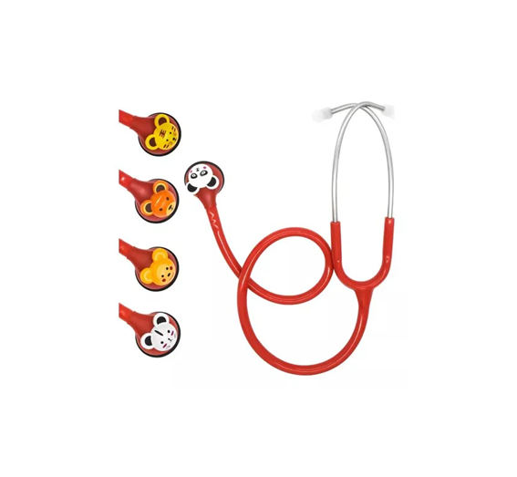 ESTETOSCOPIO PEDIATRICO MEDSTAR CON 5 CARITAS DE ANIMALES ROJO SLI-HS-30E