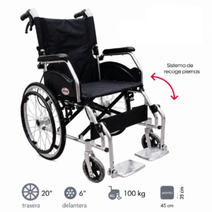SILLA DE TRASLADO DE ALUMINIO COMPACTA SPEEDY SP9007